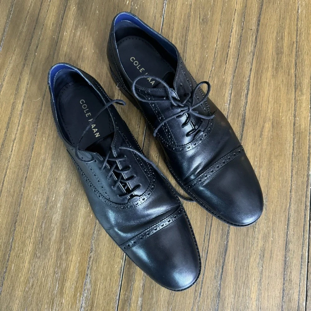 Cole Haan Wayne Cap oxfords black dress shoes